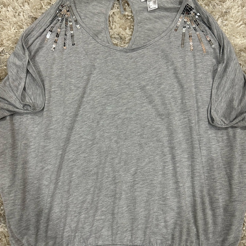 VENUS cold shoulder sequined top